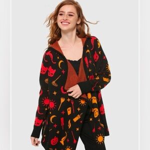 DISNEY 🆕 Her Universe Black and Orange Halloween Cardigan NO FRINGE